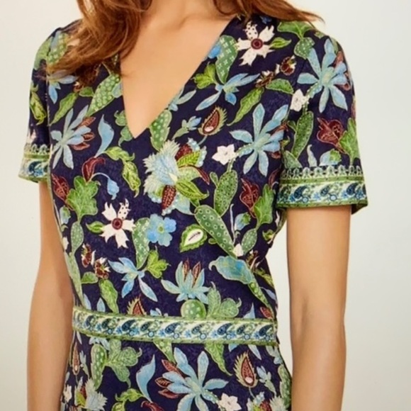 Tory Burch Garden Wisteria Silk Printed Dress - Picture 2 of 10